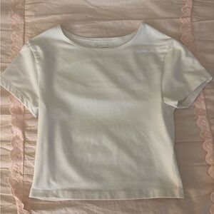 White Short Sleeve Top with Cutout